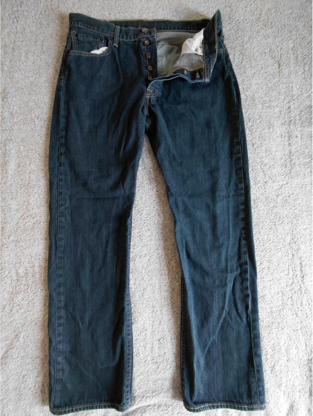 Levis 501 xx Jeans Mens 36x32 Button Fly Blue Dark Wash Straight Leg